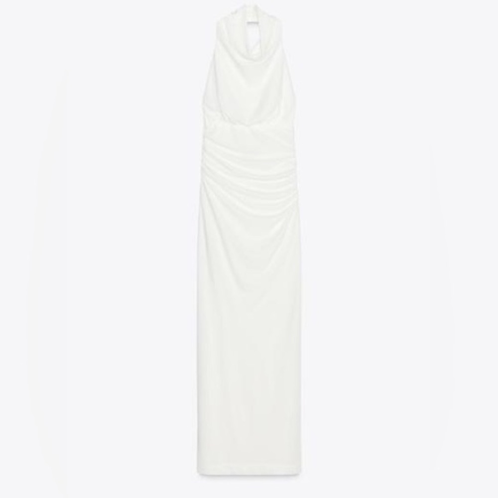 Elegant White LONG OPEN BACK HALTER DRESS